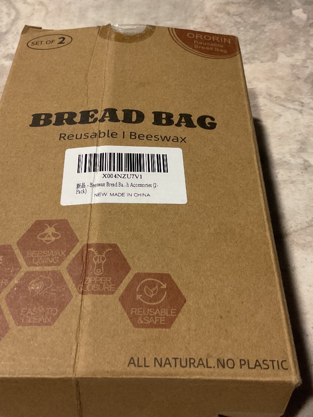 Ororin Bread Bags Reusable Beeswax set of 2 New in box